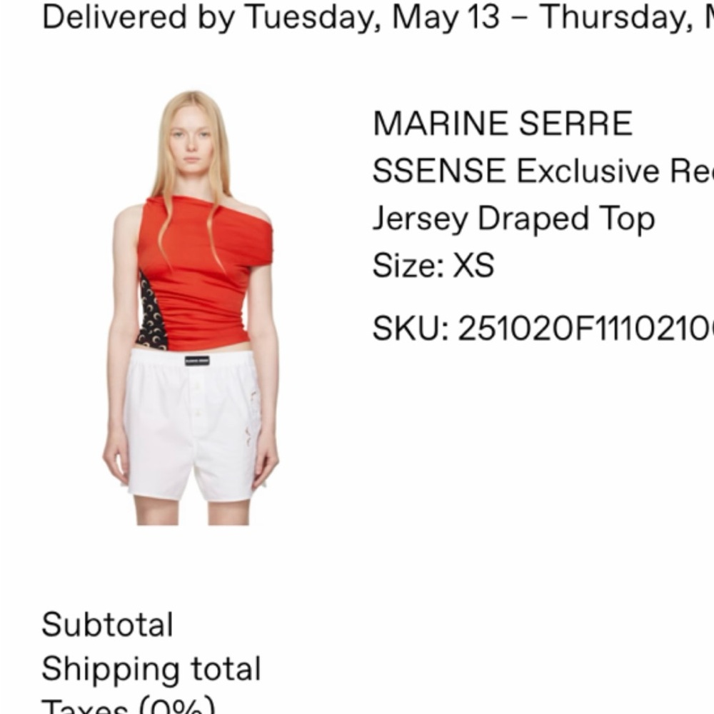 Marine Serre Red Asymmetrical Jersey Top